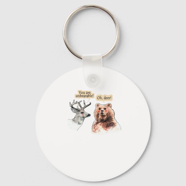 Chaveiro Bear And Deer Conversation Funny Wildlife Keychain (Frente)