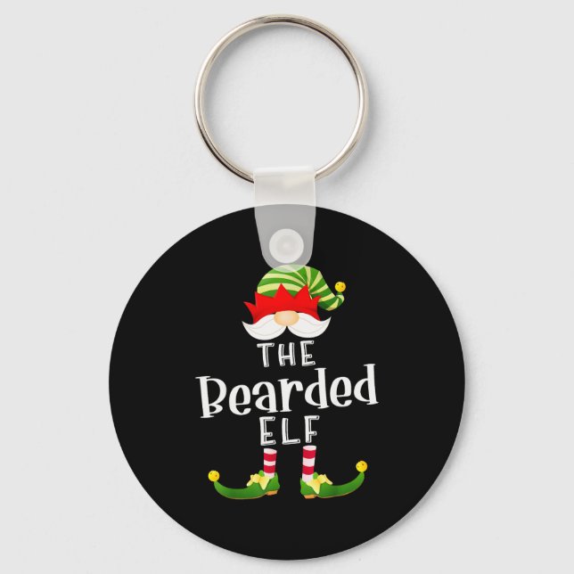 Chaveiro Bearded Elf Group Christmas Funny Pajama Party  (Frente)