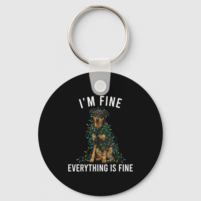 Chaveiro Beauceron Christmas I'm Fine Everything Is Fine  (Frente)