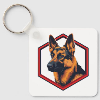 Chaveiro Beautiful German Shepard In A Six Sided Frame