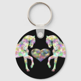 Chaveiro Beautiful Rainbow Horses And Heart