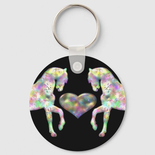 Chaveiro Beautiful Rainbow Horses And Heart (Frente)