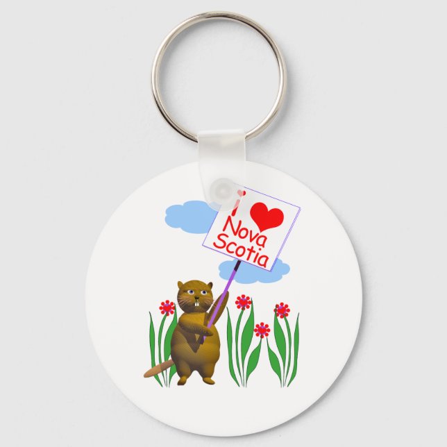 Chaveiro Beaver Canadense ama Nova Escócia (Frente)