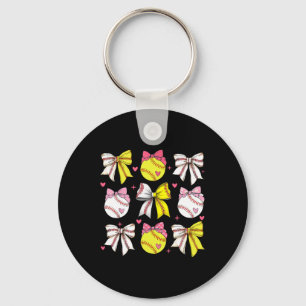 Chaveiro Beball Softball Coquette Game Day Heart Love