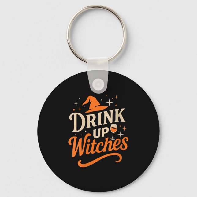Chaveiro Bebam Bruxas Vinho Taça de Halloween Solteira (Frente)
