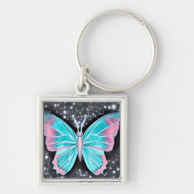 Chaveiro Bebê Azul e Borboleta Rosa (Frente)