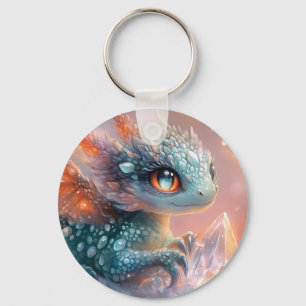 Chaveiro Bebê Dragão Adorável com Gema de Cristal: Arte Fan
