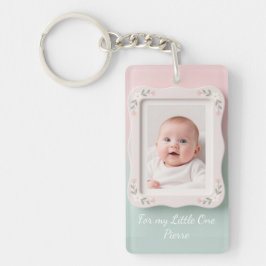 Chaveiro Bebê Feliz Moldura Floral Rosa Verde