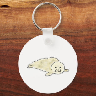 Chaveiro Bebê Foca Harpa Branca Fofa Deitada