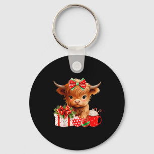 Chaveiro Bebê Fofo da Vaca das Terras Altas Feliz Natal Vac