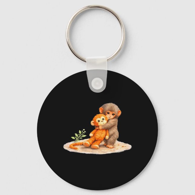 Chaveiro Bebê macaco soco de macaco segurando brinquedo de  (Frente)