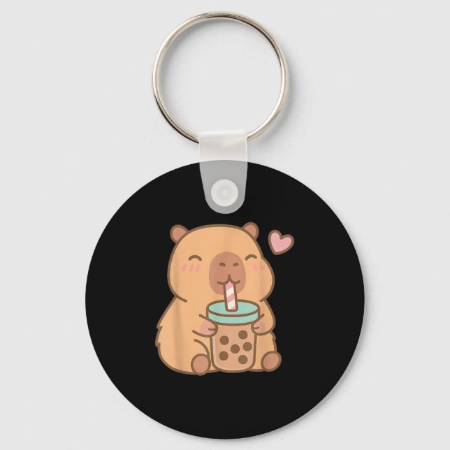 Chaveiro Bebendo de anime Cute Capybara Kawaii - Bubble Tea (Frente)
