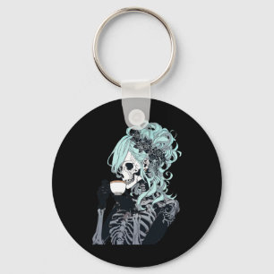 Chaveiro Bebendo Skeleton Mensageiro Bun Halloween Menina