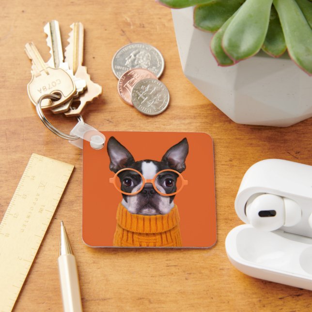 Chaveiro Bebês Mais Pobres | Orange Boston Terrier (Mesa)