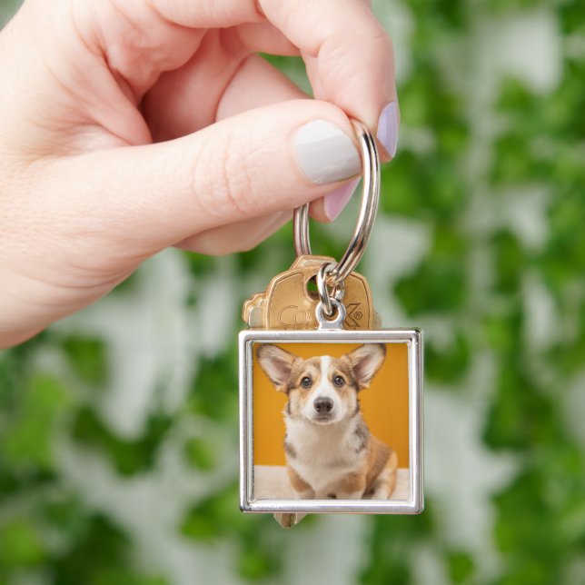 Chaveiro Bebês Mais Pobres | Retrato de Corgi em laranja (Mão)