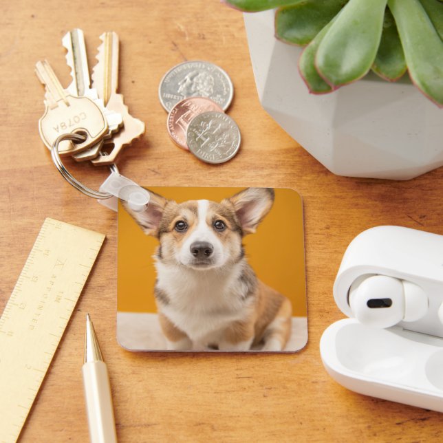 Chaveiro Bebês Mais Pobres | Retrato de Corgi em laranja (Mesa)