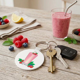 Chaveiro Bebida Rosa de Smoothie de Frutas Vermelhas Refres