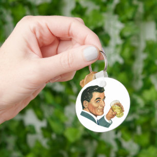 Chaveiro Bebidas de Coquetéis Vintage, Homem Bebendo Drinks