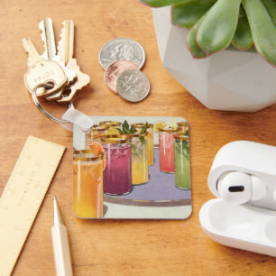 Chaveiro Bebidas vegetais, bebidas com cubos de gelo em uma