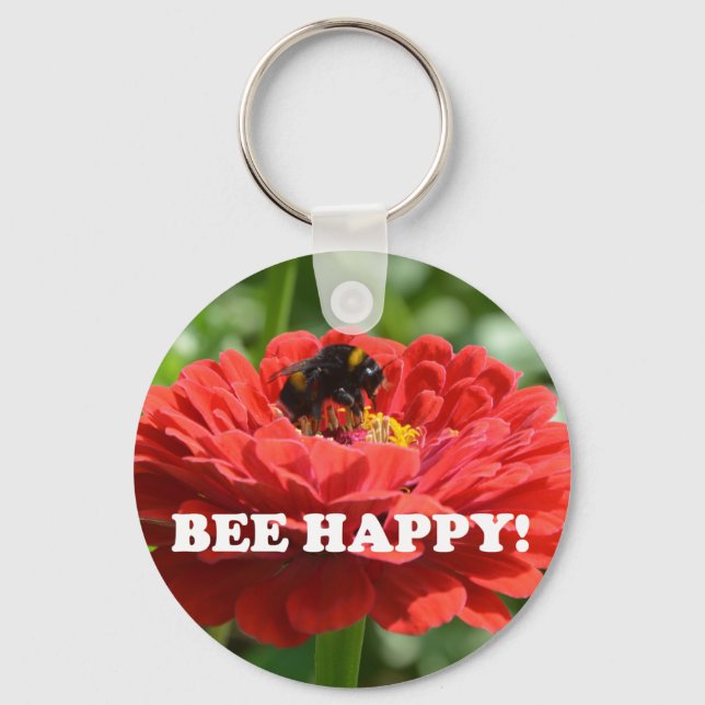 Chaveiro Bee Happy Red Flower (Frente)