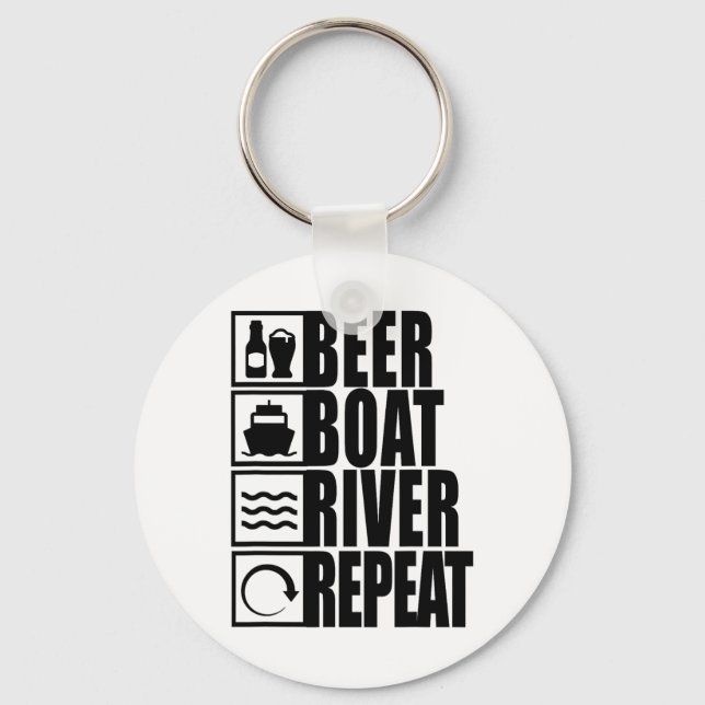Chaveiro Beer Boat River Repeat Drinking River Life  (Frente)