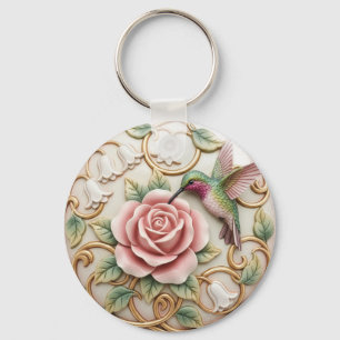 Chaveiro Beija-flor Vintage Rosa Floral Vitoriana
