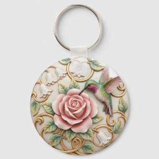 Chaveiro Beija-flor Vintage Rosa Floral Vitoriana
