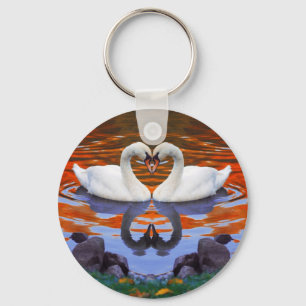 Chaveiro Beijando cisnes no amor, pescoços da forma do