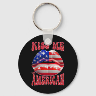 Chaveiro Beije Me Sou Americano Bandeira Dos EUA Lábios 4 D