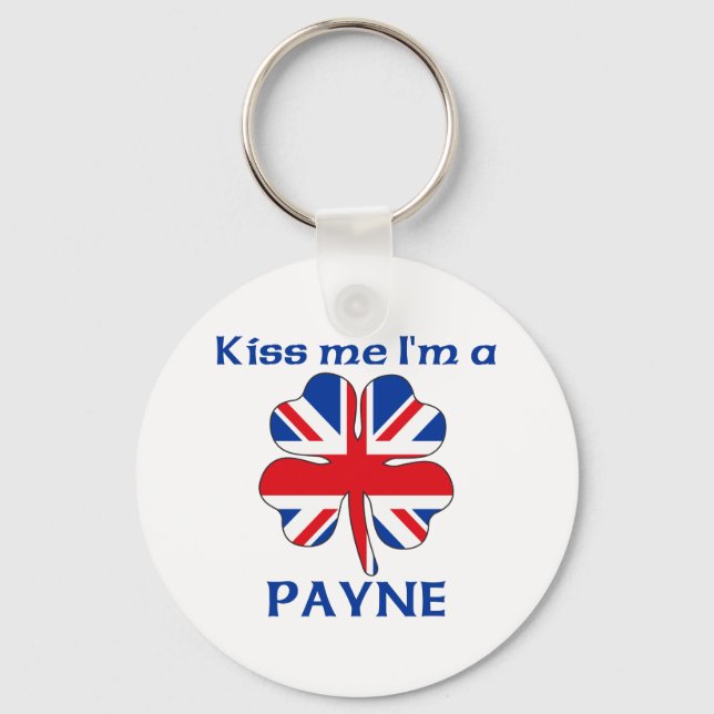 Chaveiro Beijo britânico personalizado, sou Payne (Frente)
