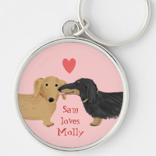 Chaveiro Beijo de Dachshund com Texto Personalizado