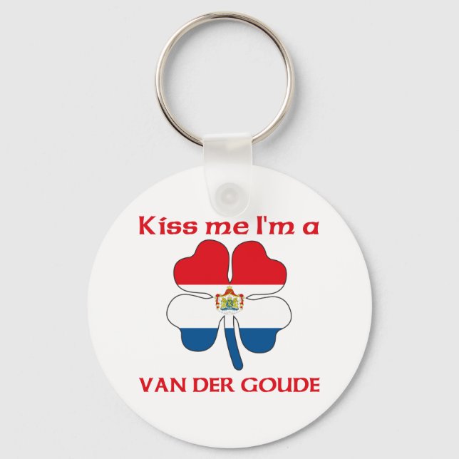 Chaveiro Beijo holandês personalizado Eu sou Van Der Goude (Frente)