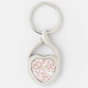 Chaveiro Beijo Rosa Dourado Branco XOXO Amor