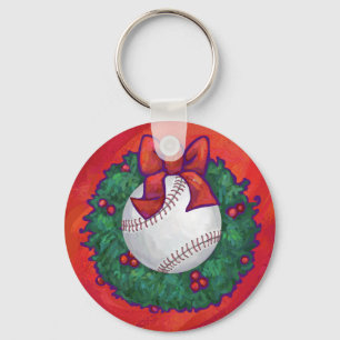 Chaveiro Beisebol em Wreath em Vermelho