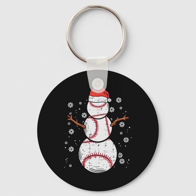 Chaveiro Beisebol Snowman Xmas Christmas Sports Boys Wo (Frente)