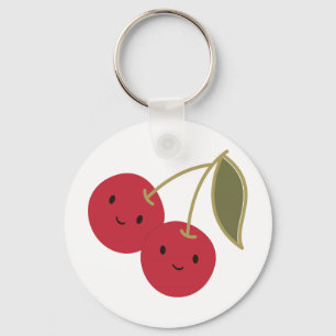 Chaveiro Bela animação sorrindo em cerejas Kawaii