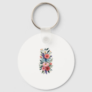 Chaveiro Bela Arte de Aquarela de Libélula Amante de Inseto