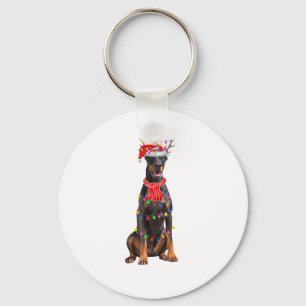 Chaveiro Bela árvore de Natal do Doberman Luz Cachorro