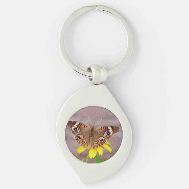 Chaveiro Bela Borboleta sobre Flor Amarela (Frente)