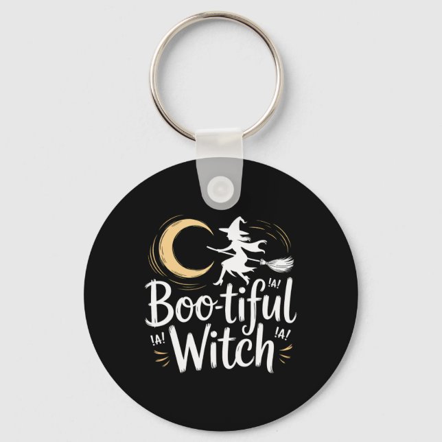 Chaveiro Bela Bruxa Silhouette Halloween Feiticeira Lua (Frente)
