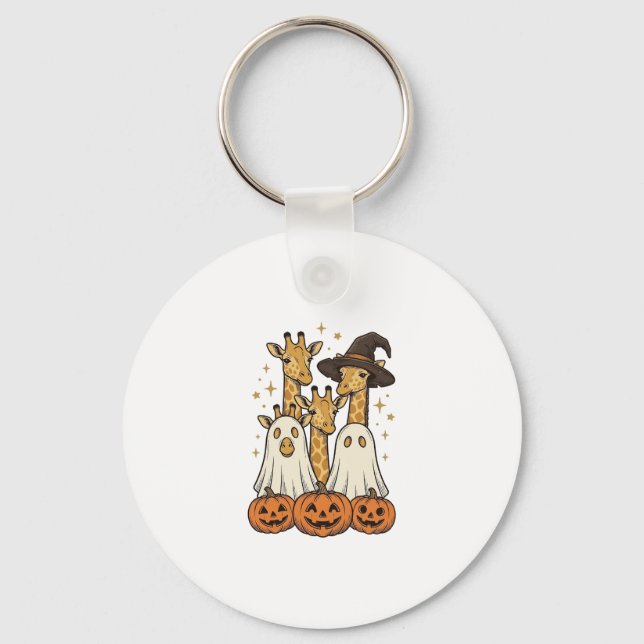 Chaveiro Bela Camisa de Halloween Girafa Fantasma Abóbora D (Frente)