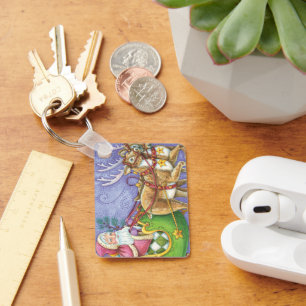 Chaveiro Bela Cartoon Natal Papai Noel Sleigh Reindeer