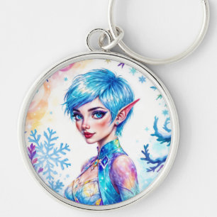 Chaveiro Bela elfo de inverno encantou arte rainha da geada