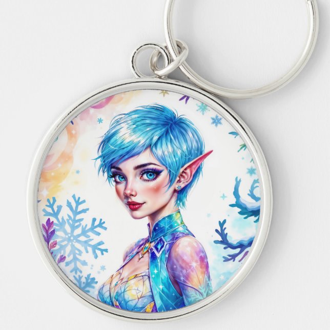 Chaveiro Bela elfo de inverno encantou arte rainha da geada (Frente)