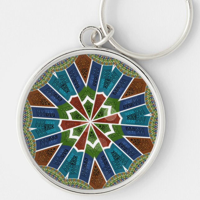 Chaveiro Bela Estampa de Arte de Design de Têxtil Asiático  (Frente)