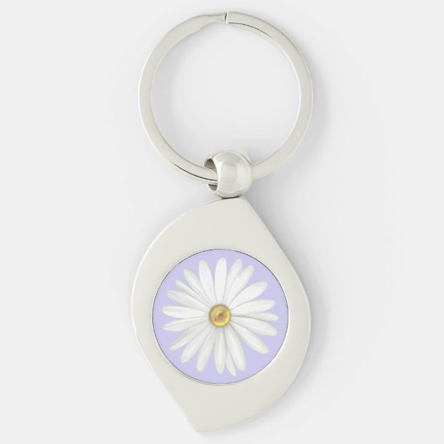 Chaveiro Bela Flor de Margarida em Periwinkle Claro (Frente)