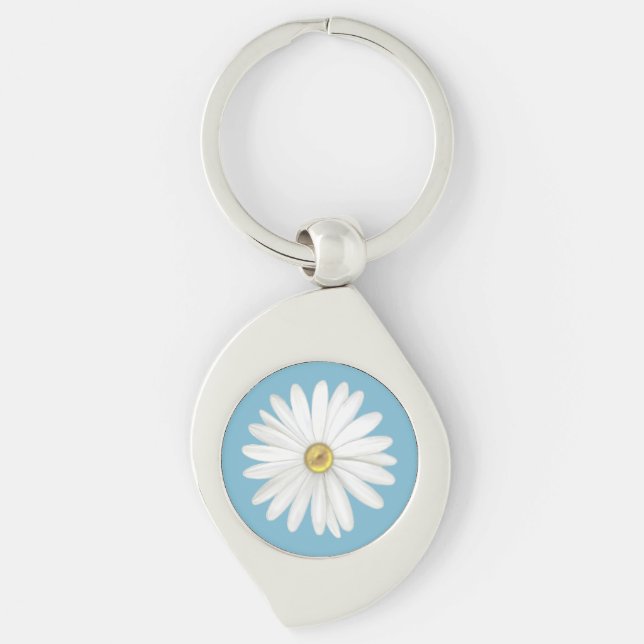 Chaveiro Bela Flor de Margarida em Turquesa (Frente)