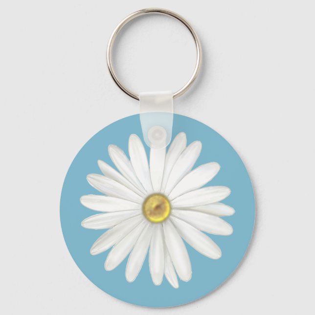Chaveiro Bela Flor de Margarida em Turquesa (Frente)