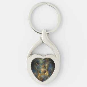 Chaveiro Bela Fractal Azul e Dourada
