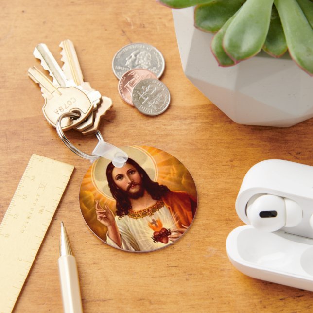 Chaveiro Bela imagem religiosa Sagrado Coração de Jesus (Mesa)